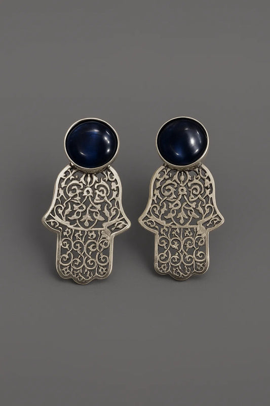Hand Palm Silver Earrings